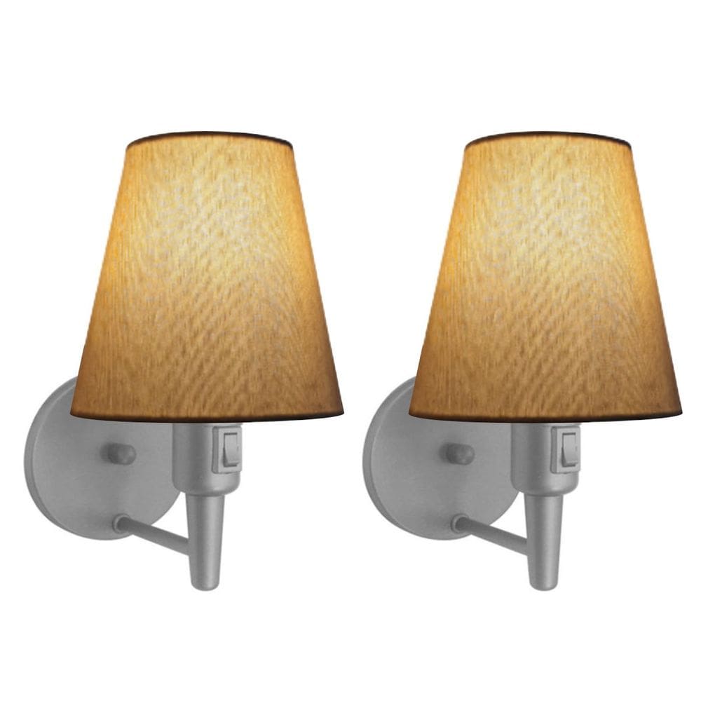 Kit/2 Arandela Cone Md-2013 Cinza C/ Inter Liga e Desl Cúpula em Tecido Palha - Bivolt