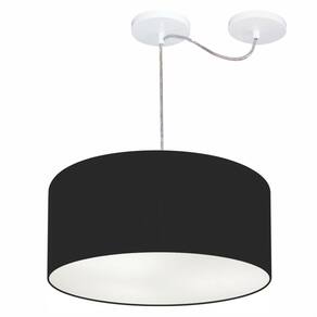 Lustre Cilíndrico C/ Desvio De Centro Md-4147 CúpulaTecido 50x25cm Preto - Bivolt