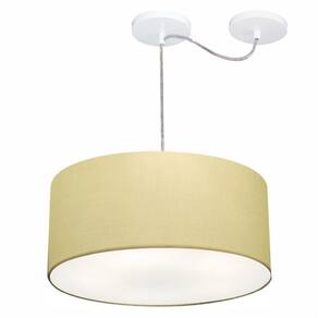 Lustre Cilíndrico C/ Desvio De Centro Md-4147 CúpulaTecido 50x25cm Algodão Crú - Bivolt
