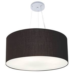 Lustre Pendente Cilíndrico Md-4150 Cúpula em Tecido 70x21cm Preto - Bivolt
