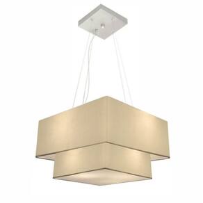 Lustre Pendente Duplo Quadrado Vivare Md-4157 Cúpula em Tecido 40x35cm Algodão Crú - Bivolt
