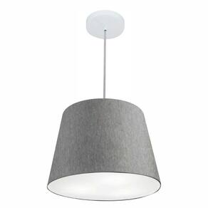 Lustre Pendente Cone Md-4155 Cúpula em Tecido 30/40x30cm Rustico Cinza - Bivolt