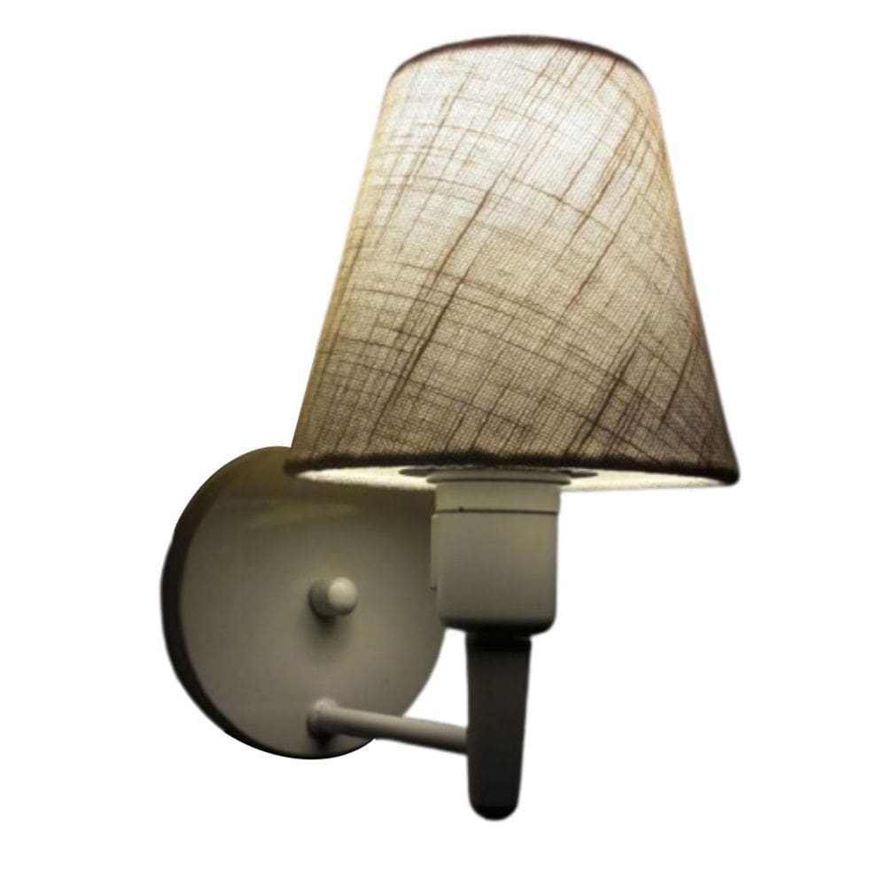Arandela Cone Md-2012 Branco C/ Inter Liga e Desl Cúpula em Tecido Rustico Bege - Bivolt