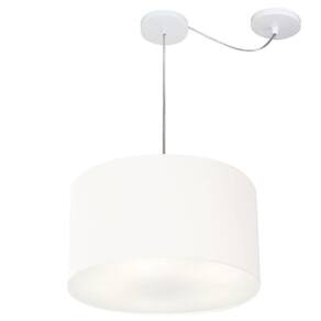 Lustre Cilíndrico C/ Desvio De Centro Md-4166 Cúpula em Tecido 40x25cm Branco - Bivolt