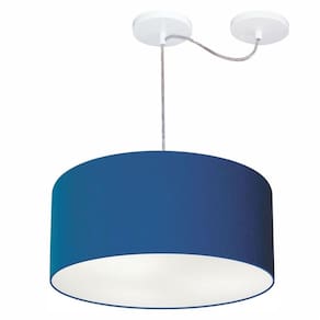 Lustre Cilíndrico C/ Desvio De Centro Md-4147 CúpulaTec 50x25cm Azul Marinho - Bivolt