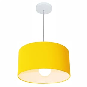 Lustre Pendente Cilíndrico Md-4146 Cúpula em Tecido 40x30cm Amarelo - Bivolt