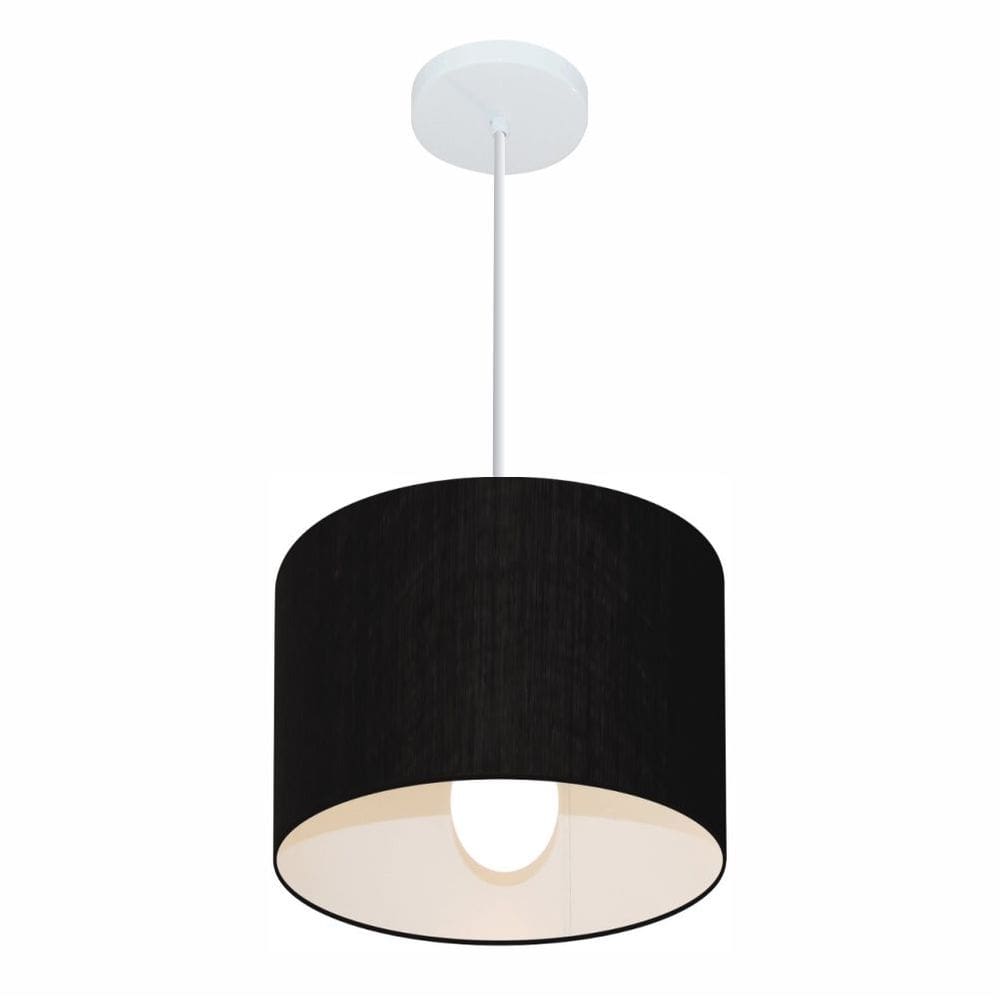 Lustre Pendente Cilíndrico Md-4113 Cúpula em Tecido 30x25cm Preto - Bivolt