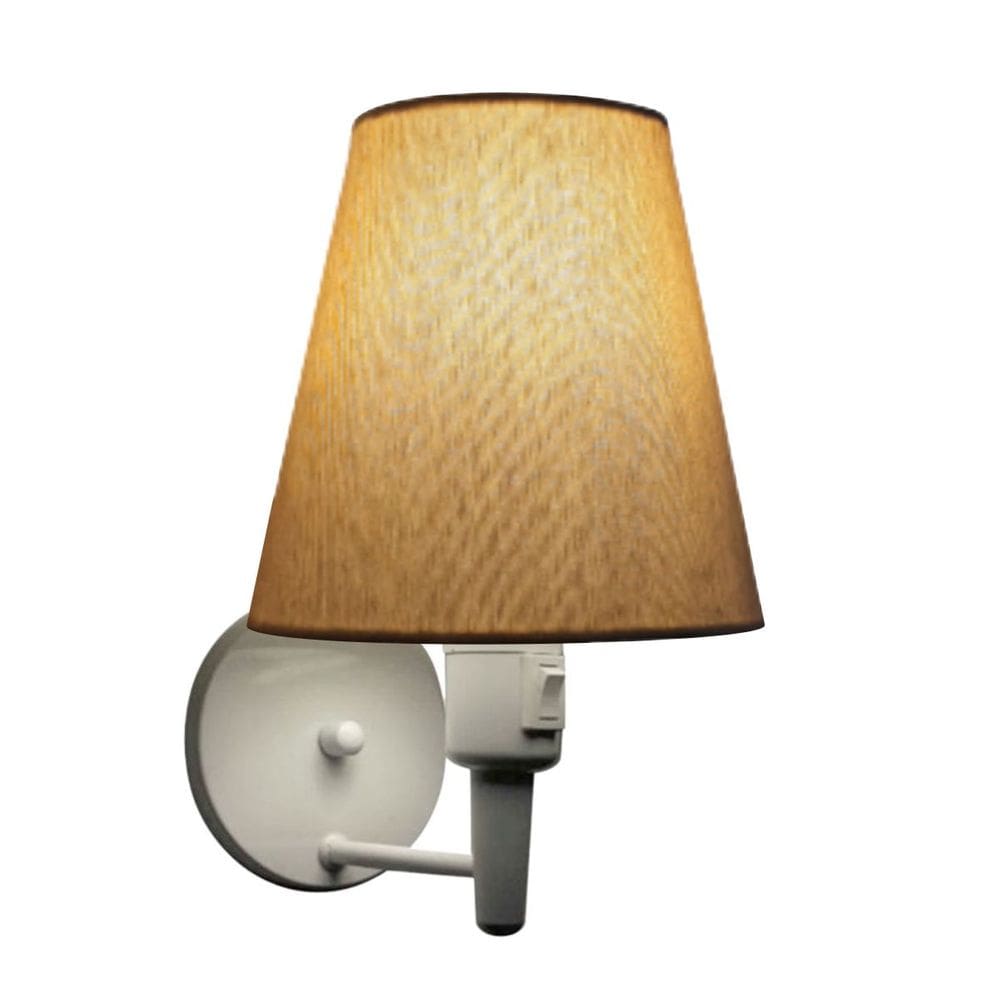 Arandela Cone Md-2013 Branco C/ Inter Liga e Desl Cúpula em Tecido Palha - Bivolt