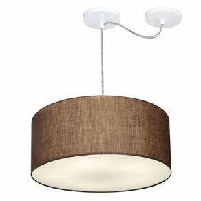 Lustre Cilíndrico C/ Desvio De Centro Md-4147 CúpulaTecido 50x25cm Café - Bivolt