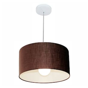 Lustre Pendente Cilíndrico Md-4146 Cúpula em Tecido 40x30cm Café - Bivolt