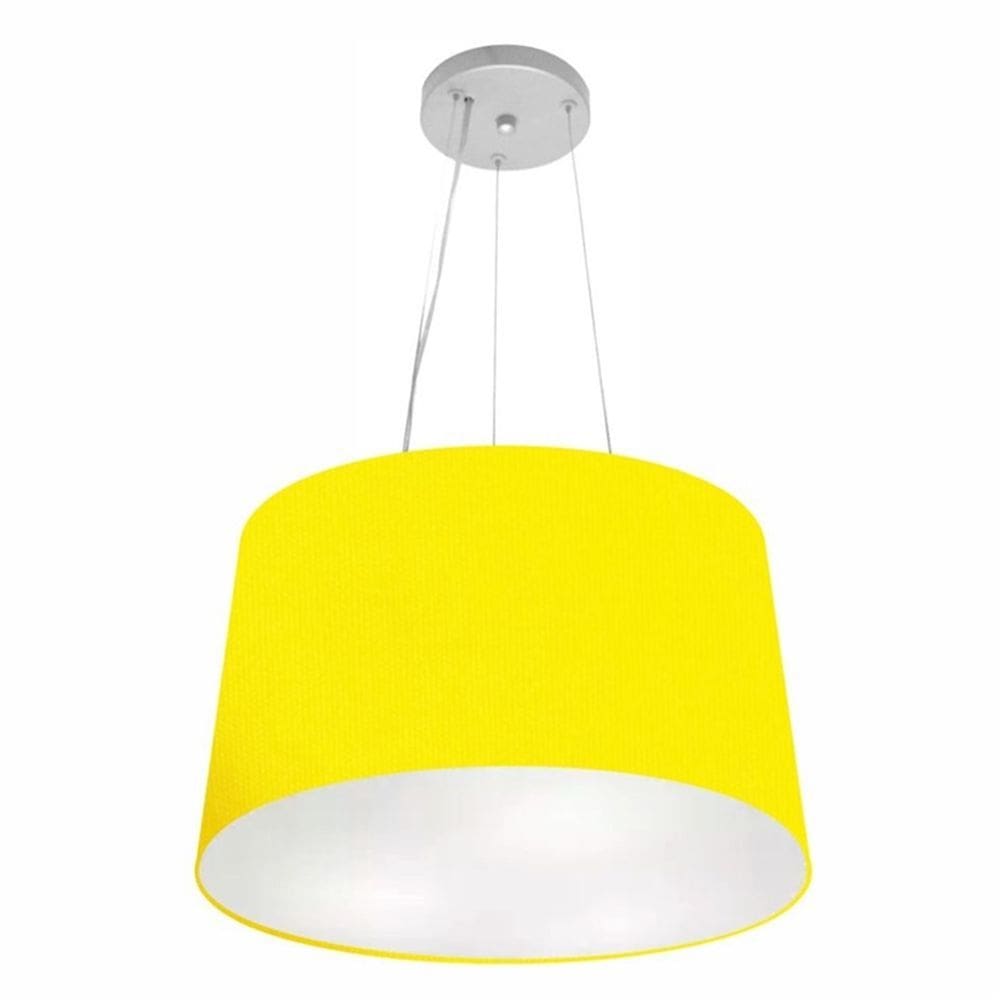 Lustre Pendente Cone Md-4153 Cúpula em Tecido 30/45x40cm Amarelo - Bivolt