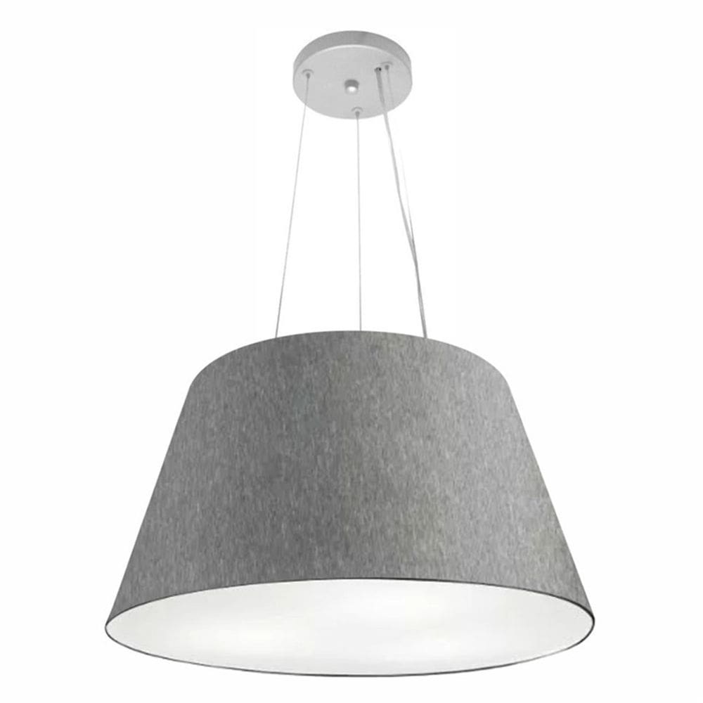 Lustre Pendente Cone Md-4141 Cúpula em Tecido 30/50x35cm Rustico Cinza - Bivolt
