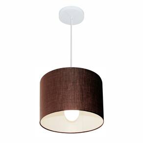 Lustre Pendente Cilíndrico Md-4113 Cúpula em Tecido 30x25cm Café - Bivolt