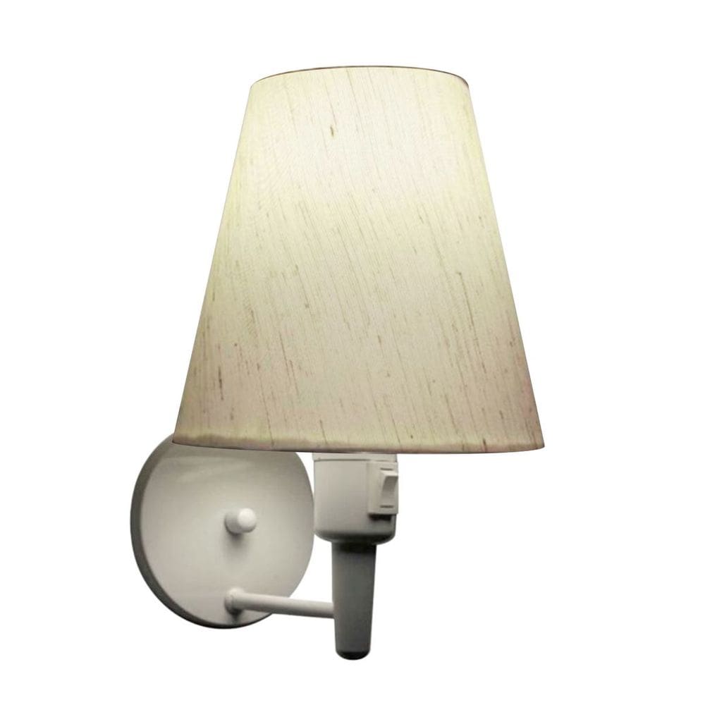 Arandela Cone Md-2013 Branco C/ Inter Liga e Desl Cúpula em Tecido Linho Bege - Bivolt