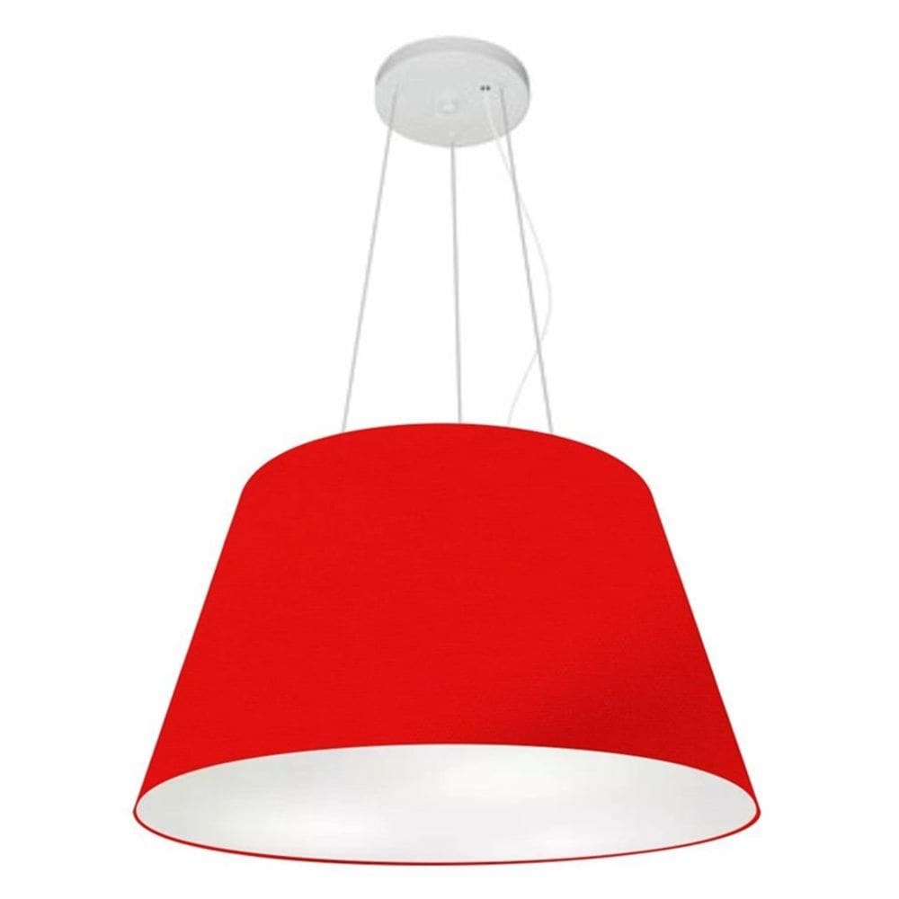 Lustre Pendente Cone Md-4141 Cúpula em Tecido 30/50x35cm Vermelho - Bivolt
