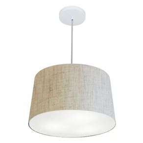 Lustre Pendente Cone Md-4156 Cúpula em Tecido 30/45x40cm Rustico Bege - Bivolt