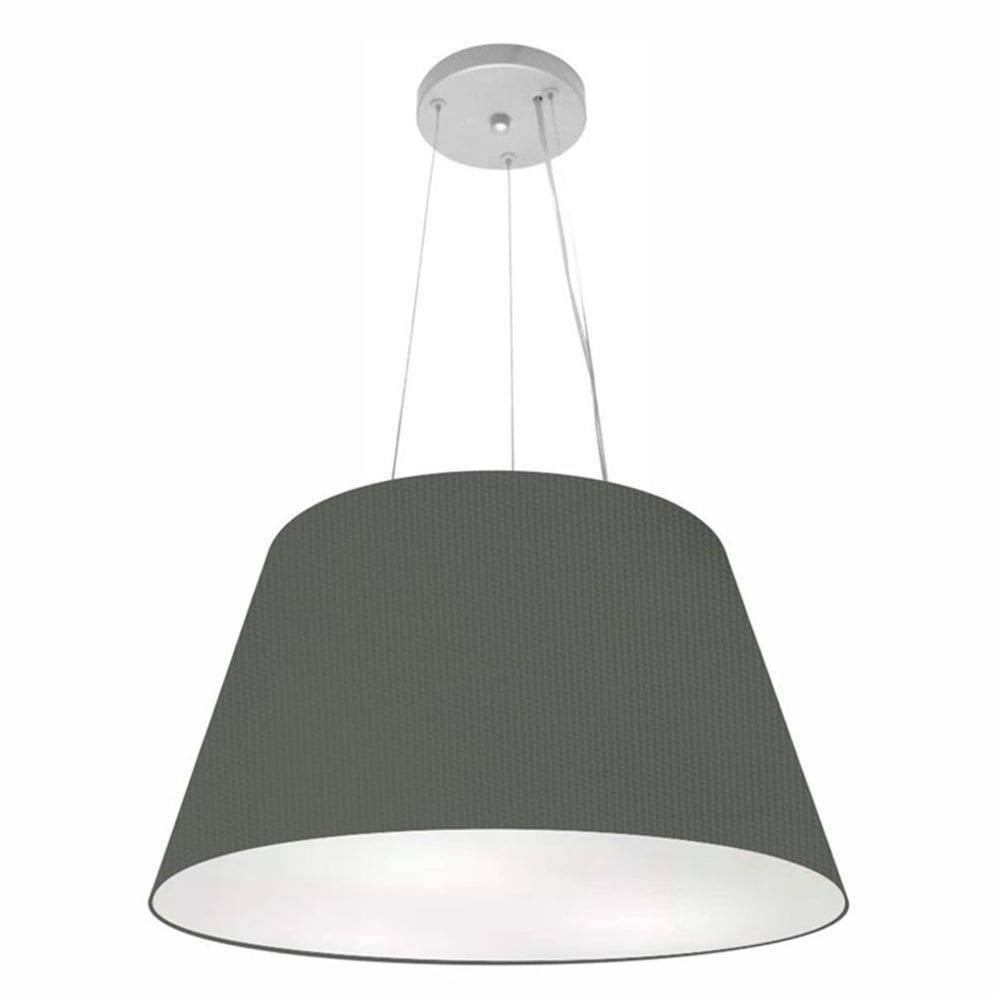 Lustre Pendente Cone Md-4141 Cúpula em Tecido 30/50x35cm Cinza Escuro - Bivolt
