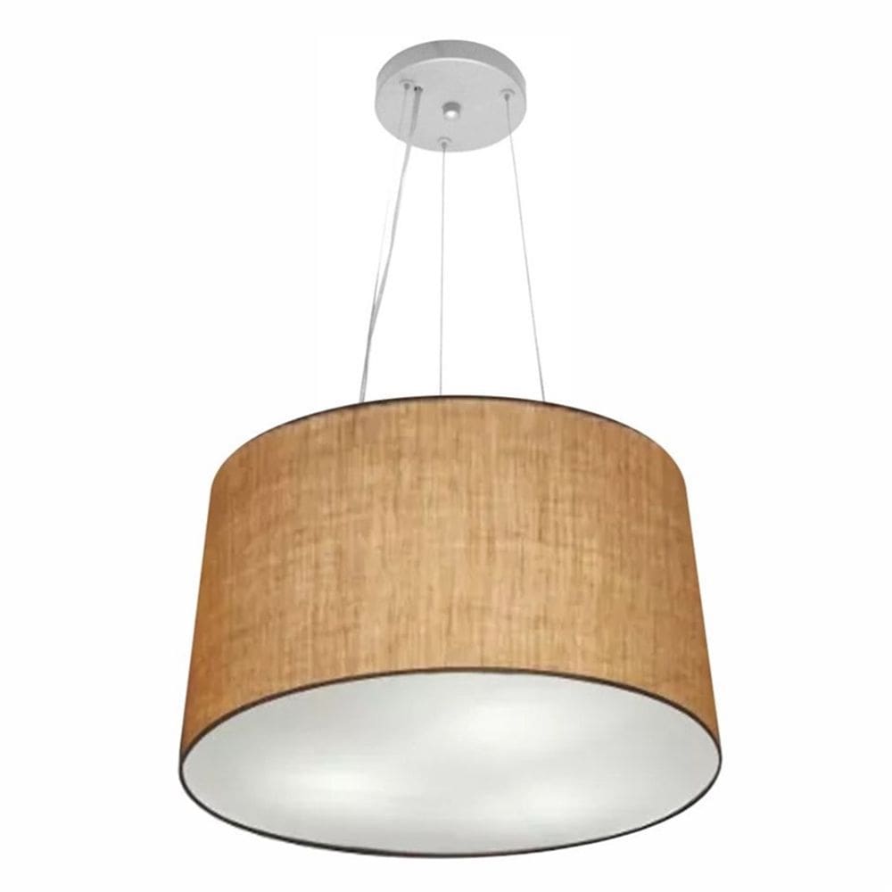Lustre Pendente Cone Md-4153 Cúpula em Tecido 30/45x40cm Palha - Bivolt