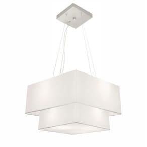 Lustre Pendente Duplo Quadrado Vivare Md-4157 Cúpula em Tecido 40x35cm Branco - Bivolt