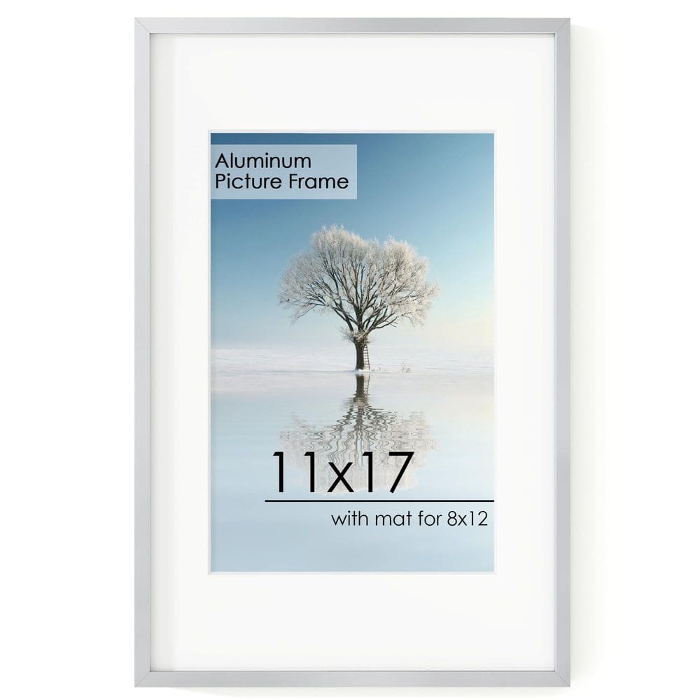 Porta-retratos FLYJOE Alumínio 11x17 cm com tapete 8x12 cm Prateado