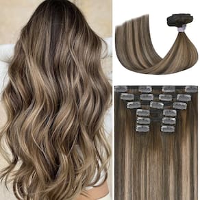 Extensões de cabelo Ukira Mushroom Brown 30 cm 100 g 7 unidades Clip in