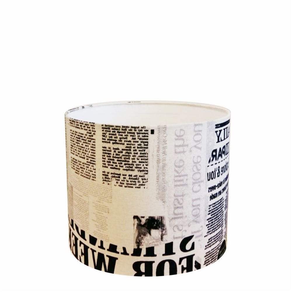 Cúpula em Tecido Cilíndrico Abajur Luminária Cp-4143 35x25cm Ny-Jornal