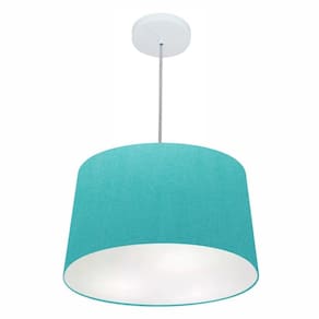 Lustre Pendente Cone Md-4156 Cúpula em Tecido 30/45x40cm Azul Turquesa - Bivolt