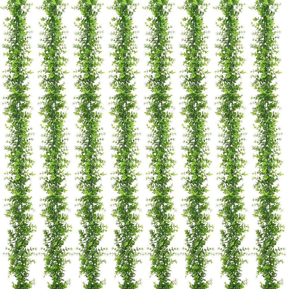 Garland Dolicer de eucalipto artificial, 8 pacotes, 14,4 m, verde
