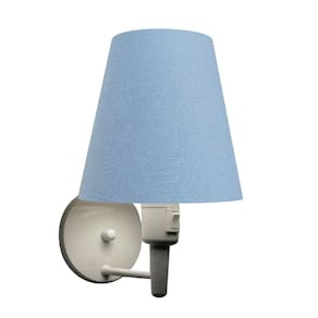 Arandela Cone Md-2013 Branco C/ Inter Liga e Desl Cúpula em Tecido Azul Bebê - Bivolt