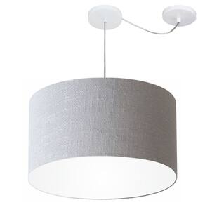 Lustre Cilíndrico C/ Desvio De Centro Md-4168 Cúpula em Tecido 60x30cm Rustico Cinza - Bivolt