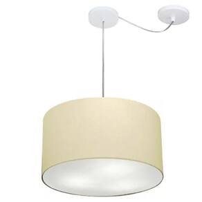 Lustre Cilíndrico C/ Desvio De Centro Md-4163 Cúpula em Tecido 40x25cm Algodão Crú - Bivolt