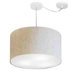 Lustre Cilíndrico C/ Desvio De Centro Md-4168 Cúpula em Tecido 60x30cm Linho Bege - Bivolt