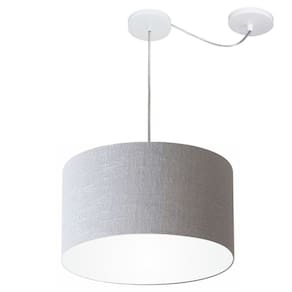 Lustre Cilíndrico C/ Desvio De Centro Md-4166 Cúpula em Tecido 40x25cm Rustico Cinza - Bivolt
