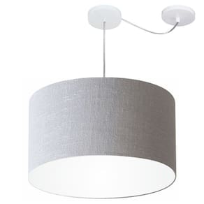 Lustre Cilíndrico C/ Desvio De Centro Md-4167 Cúpula em Tecido 60x30cm Rustico Cinza - Bivolt
