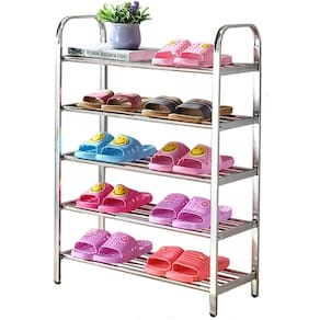 Sapateira Prateleira Inox 5 Andares Calçado Sandalia Tenis Rack Orgnizaçao Casa Hall de Entrada Recepçao Multiuso