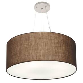 Lustre Pendente Cilíndrico Md-4150 Cúpula em Tecido 70x21cm Café - Bivolt