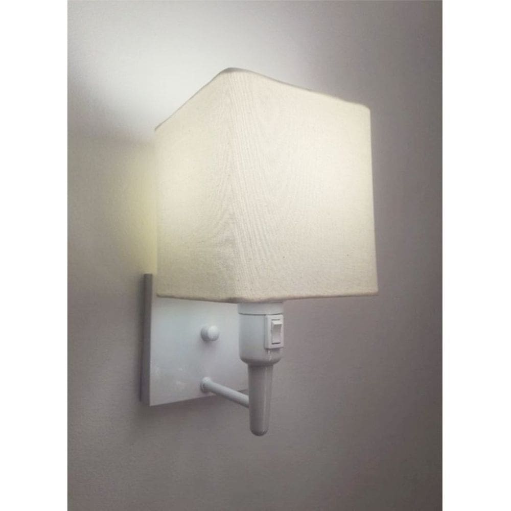 Arandela Quadrada Md-2019 Branco C/ Inter Liga e Desl Cúpula em Tecido Algodão Crú - Bivolt