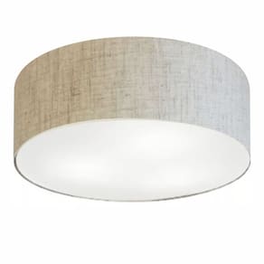 Plafon Cilíndrico Md-3019 Cúpula em Tecido 80x15cm Rustico Bege - Bivolt