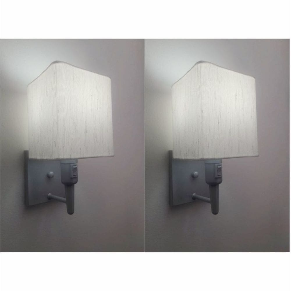 Kit/2 Arandela Quadrada Md-2019 Cinza C/ Inter Liga e Desl Cúpula em Tecido Linho Bege - Bivolt