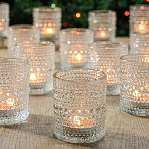 Castiçais votivos TRIRITE Clear Glass, conjunto de 36