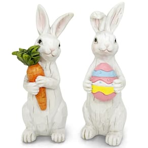 Decorações de Páscoa Uniboho Bunny Decor Resin Rabbits 2 unidades