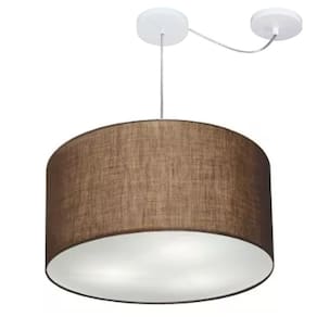 Lustre Cilíndrico C/ Desvio De Centro Md-4167 Cúpula em Tecido 60x30cm Café - Bivolt