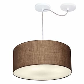 Lustre Cilíndrico C/ Desvio De Centro Md-4151 Cúpula em Tecido 50x25cm Café - Bivolt