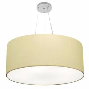 Lustre Pendente Cilíndrico Md-4150 Cúpula em Tecido 70x21cm Algodão Crú - Bivolt