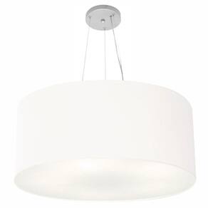 Lustre Pendente Cilíndrico Md-4150 Cúpula em Tecido 70x21cm Branco - Bivolt