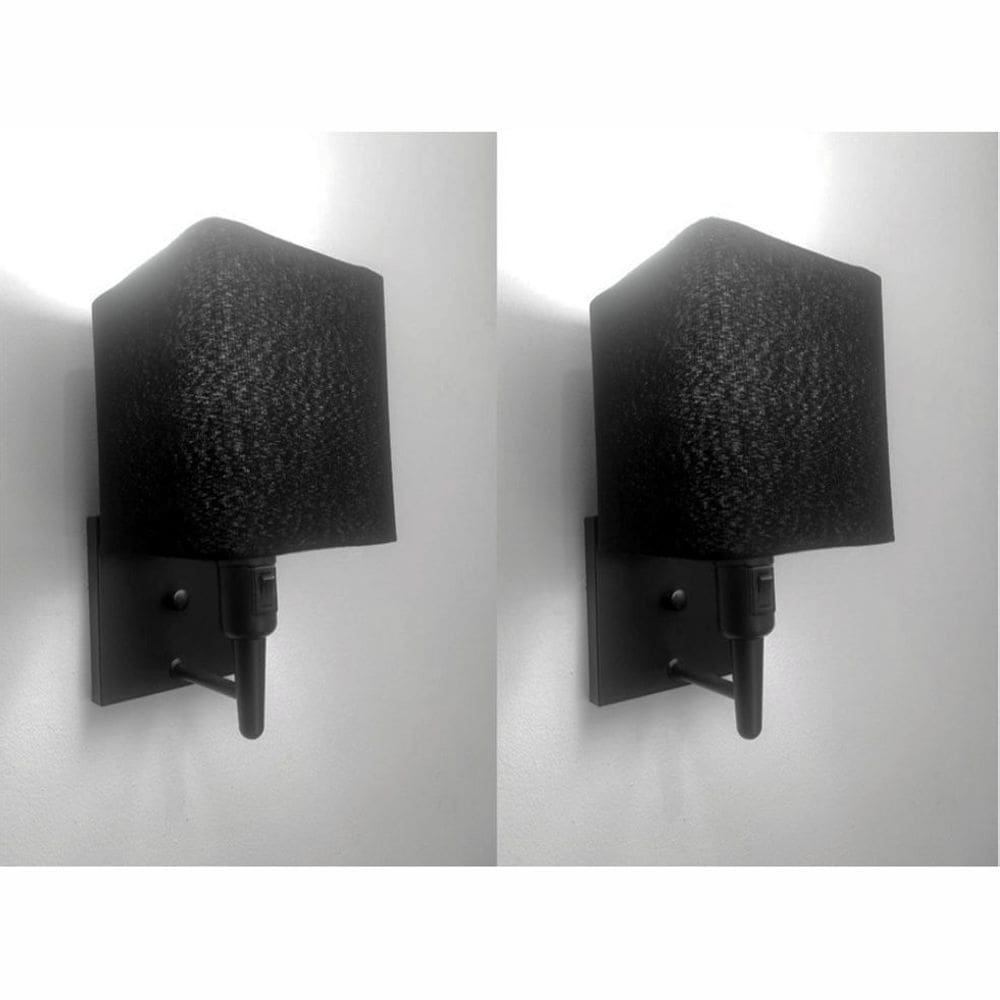 Kit/2 Arandela Quadrada Md-2019 Preto C/ Inter Liga e Desl Cúpula em Tecido Preto - Bivolt