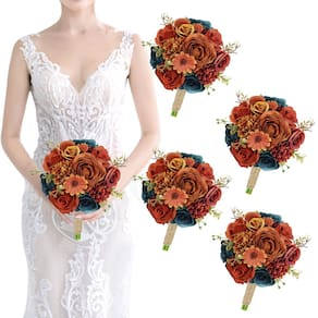 Conjunto de buquês de damas de honra - Rosa de seda artificial - Vintage