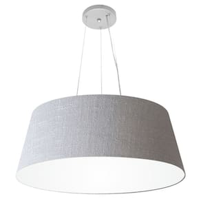 Lustre Pendente Cone Md-4002 Cúpula em Tecido 21/60x50cm Rustico Cinza - Bivolt