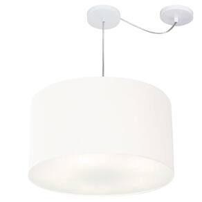 Lustre Cilíndrico C/ Desvio De Centro Md-4168 Cúpula em Tecido 60x30cm Branco - Bivolt