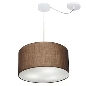 Lustre Cilíndrico C/ Desvio De Centro Md-4166 Cúpula em Tecido 40x25cm Café - Bivolt
